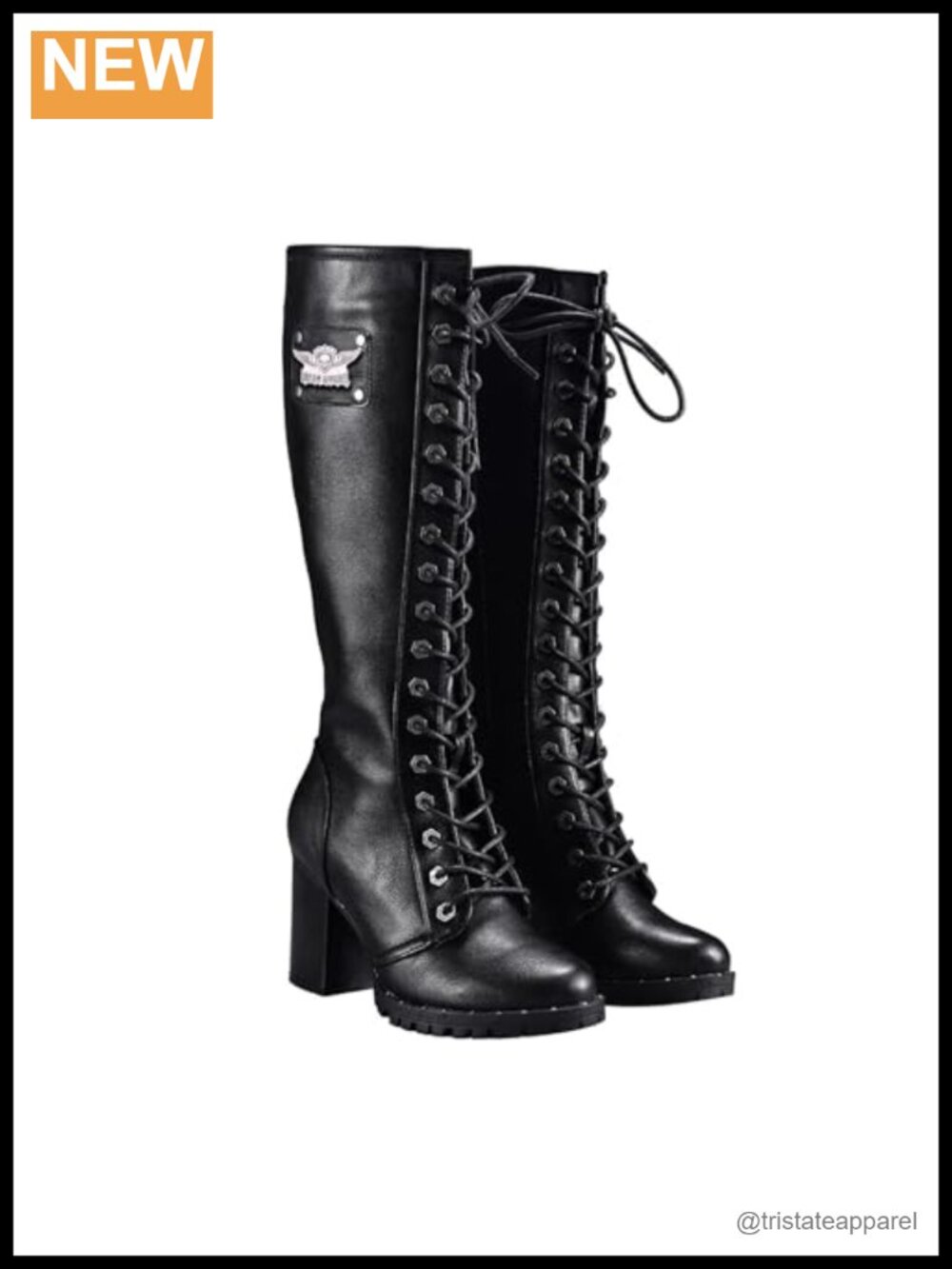 Faux Leather Knee High Boots Chunky Heel Motorcycle Riding Boots